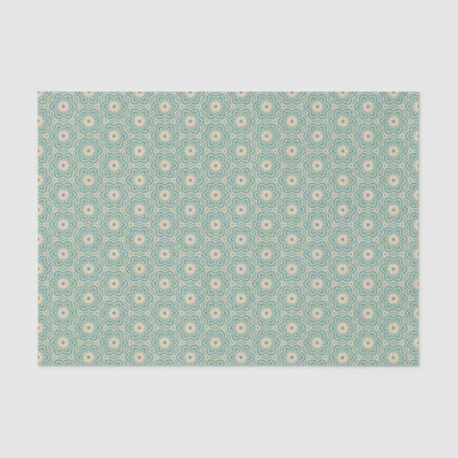 Modern Dismal Turquoise Sand Floral Geometric Tissue Paper (Front)