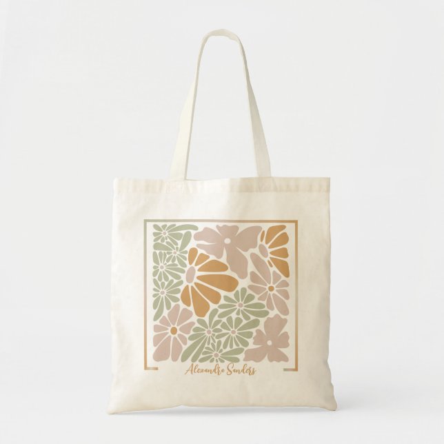 Modern Distorted Flowers Tote Bag (Front)