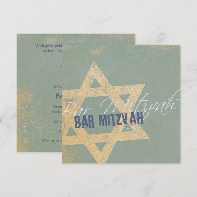 Modern Distressed - Bar Mitzvah Invitation (Front/Back)