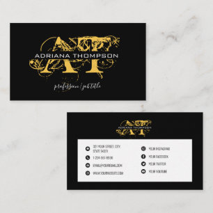 Modern Distressed Black Gold Social Media Business Card