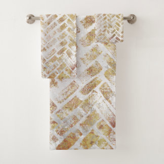 Modern Distressed Gold Pattern - Herringbone Bath Towel Set
