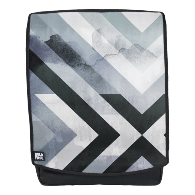 Modern Distressed Grunge Geometric Grey Design Backpack (Front)