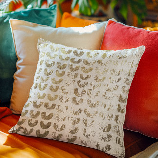 Modern Distressed Metallic Gold Pattern - Smiles Cushion