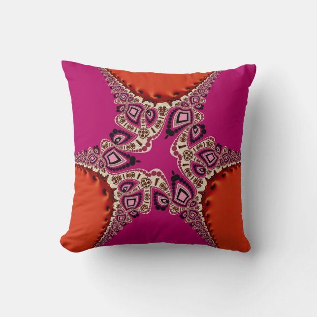 Modern Diva Pink Orange Cushion Pillow (Front)