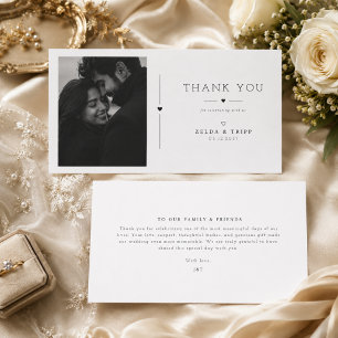 Modern Divider Wedding Photo Thank You Card