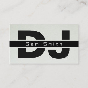 Modern DJ black monogram white paper background Business Card