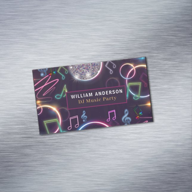Modern DJ Music Party Event  Magnetic Business Card (In Situ)