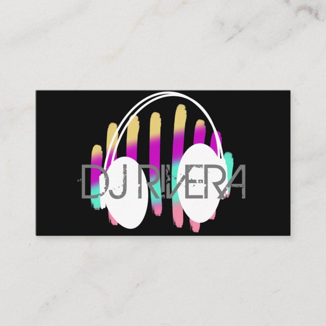 Modern DJ Music Producer Neon Colourful Business Card (Front)