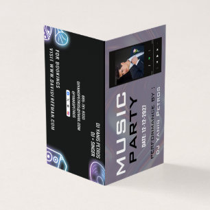 Modern DJ Music Turntable Folded Business Card