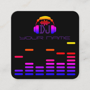 Modern DJ style black disco style Square Business Card