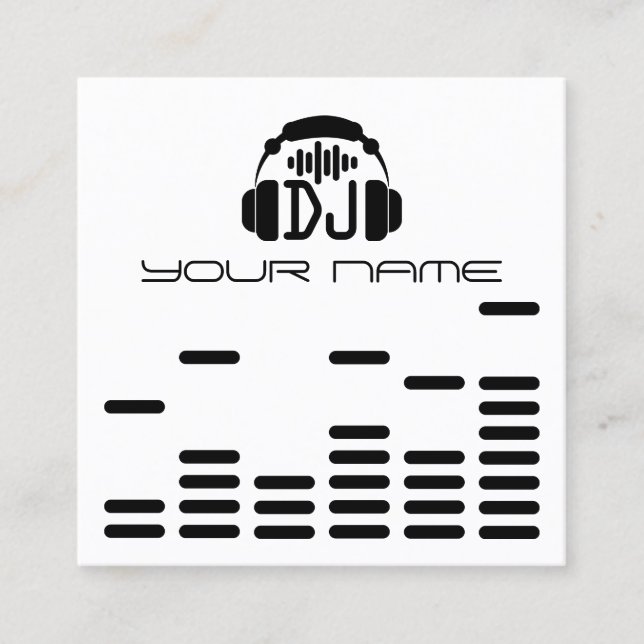Modern DJ style black white Square Business Card (Front)