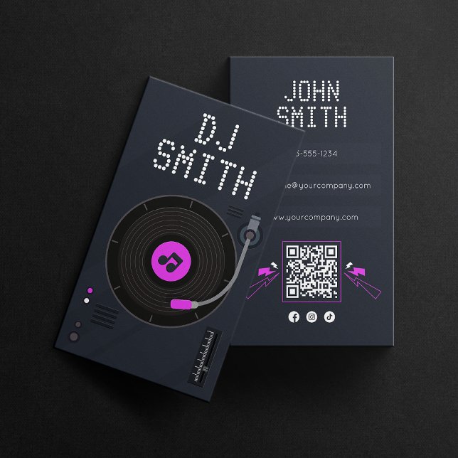 Modern DJs Singer DJ Vinyl Deejay Music QR Code Business Card (Creator Uploaded)