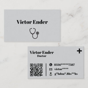 Modern Doctor Business Card with QR Code