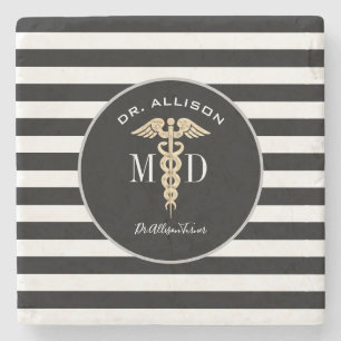 Modern Doctor MD Grey Graduation Personalised Stone Coaster