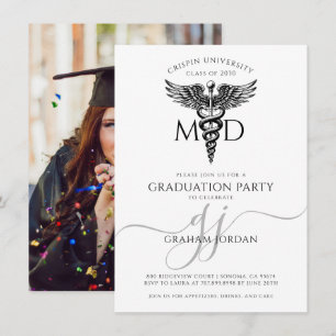 Modern Doctor Photo Graduation Party  Invitation