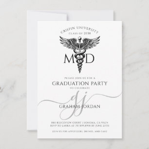 Modern Doctor Photo Graduation Party Invitation