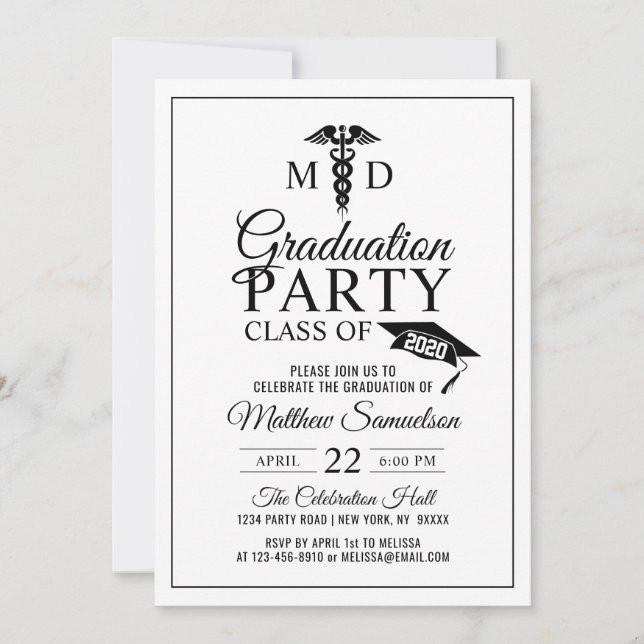 Modern Doctor's Medical School MD GRADUATION Party Invitation (Front)