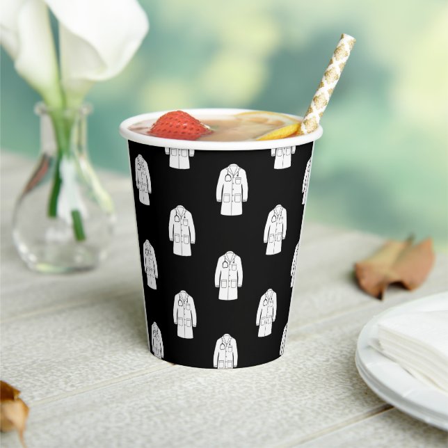 Modern Doctors White Coat  Black Party Paper cup (Insitu)