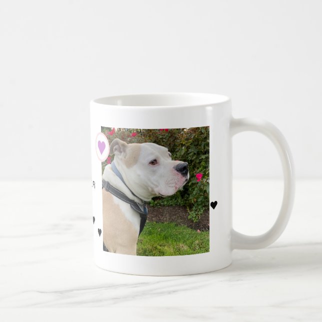 Modern Dog 2 Photos Hearts Name Coffee Mug (Right)