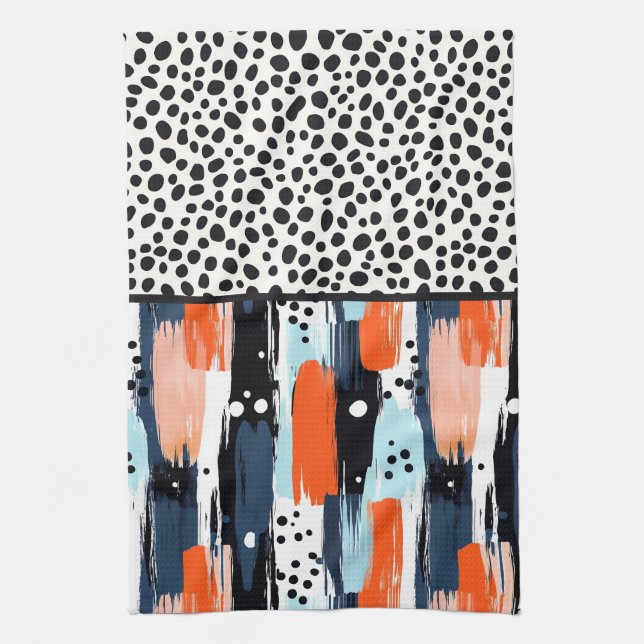 Modern Dog Abstract Pattern Tea Towel (Vertical)