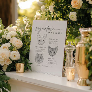 Modern Dog and Cat Signature Drinks Bar Sign