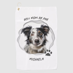 Modern Dog Best Mom Photo Golf Towel