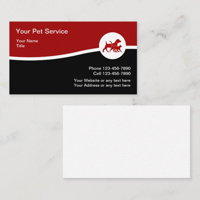 Modern Dog Cat Pet Service Business Card (Front/Back)