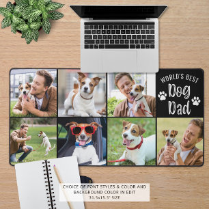 Modern Dog Dad 7 Photo Collage Custom Colour Desk Mat