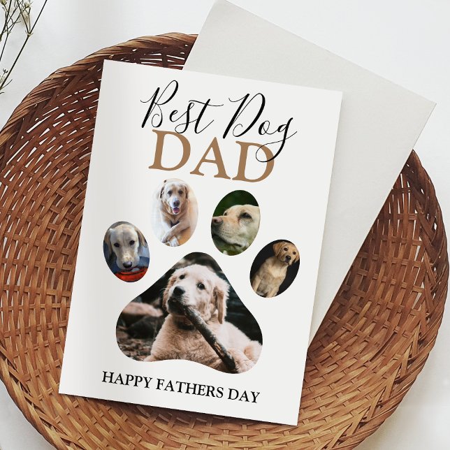 Modern Dog Dad | Photo Collage Holiday Card (Creator Uploaded)