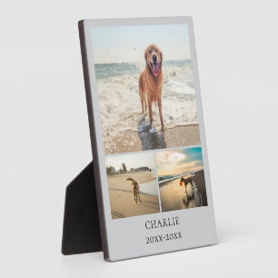 Modern Dog Gray Personalized Pet Collage Photo Plaque