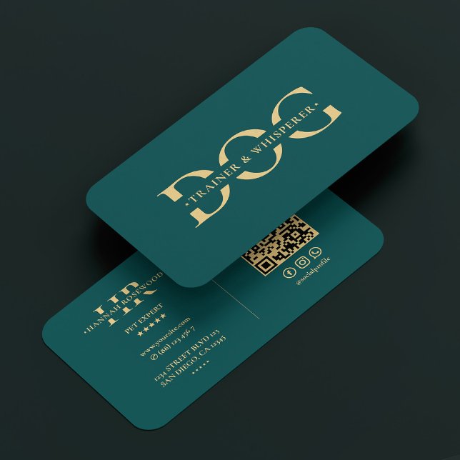 Modern Dog Groomer Trainer Walker Dark Teal Business Card (Modern Dog Groomer Trainer Walker Dark Teal Business Card
)