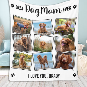 Modern Dog Lover Personalised 9 Pet Photo Collage Fleece Blanket