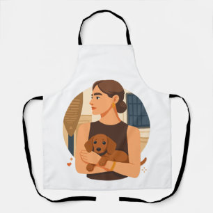 Modern Dog Mom Aesthetic With Cute Puppy Apron