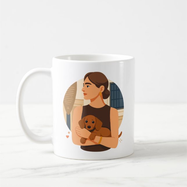 Modern Dog Mom Aesthetic With Cute Puppy Coffee Mug (Left)