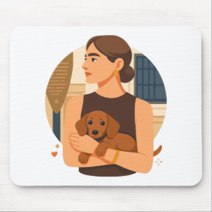 Modern Dog Mom Aesthetic With Cute Puppy Mouse Mat