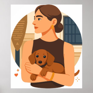 Modern Dog Mom Aesthetic With Cute Puppy Poster