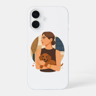 Modern Dog Mum Aesthetic With Cute Puppy iPhone 16 Case