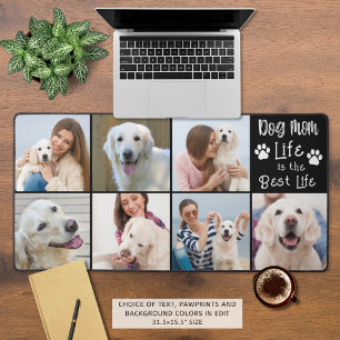 Modern Dog Mum Life 7 Photo Collage Custom Colour Desk Mat