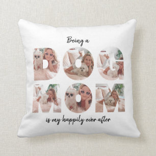 Modern Dog Mum Photo Collage Quote Cushion