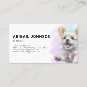 Modern Dog / Pet Grooming - Purple-Pink Watercolor Business Card