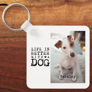 Modern Dog Pet Quote Photo Template Key Ring