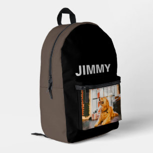 Modern Dog Photo Black Simple Printed Backpack