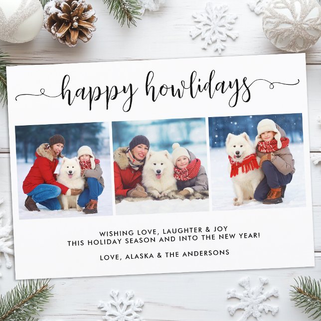 Modern Dog Photo Collage Christmas Happy Howlidays Holiday Card (Creator Uploaded)