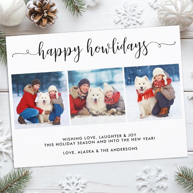 Modern Dog Photo Collage Christmas Happy Howlidays Holiday Postcard (Creator Uploaded)