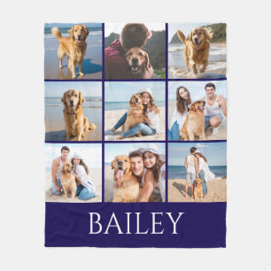 Modern Dog Photo Collage Personalised Fleece Blanket