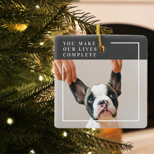 Modern Dog Photo   Dog Quote  Ceramic Ornament