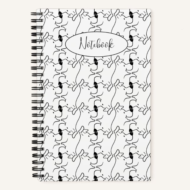 Modern Dog Profile Pattern White Custom Small Notebook (Front)