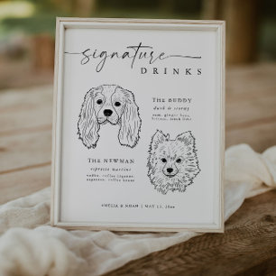 Modern Dog Signature Drinks Wedding Pet Bar Sign