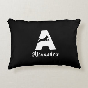 Modern Dog Typography Monogram Initial A Name Decorative Cushion