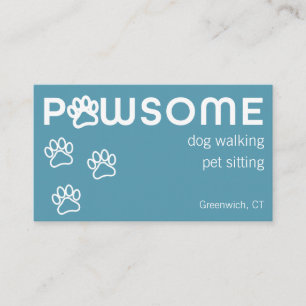 Modern Dog Walker Pet Sitter Pawsome Blue Green Business Card